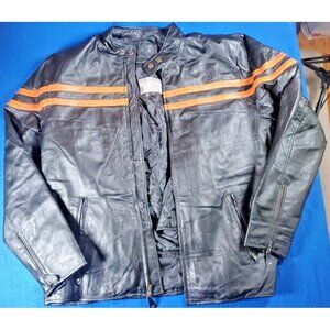 Desert Well Vintage Leather Moto Motorcycle Racing Black Jacket Men's Size M